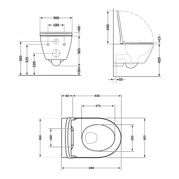 Унитаз подвесной Qtap Robin New безободковый с сиденьем Soft-close QT13332381АSW
