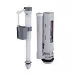 Qtap HY1(Presto)  комплект арматури для бачка унітазу з подвійною круглою кнопкою змиву 4,8 см та клапаном нижньої подачі води, 3/6L CHR