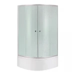 Душова кабіна Latwa SC90x90.SAT.HIGH.FR полукругла, скло Frost 4 мм + Душовий піддон KAPIELKA ST90x90x41, з панеллю Lidz