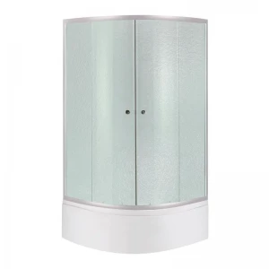 Душова кабіна Latwa SC90x90.SAT.HIGH.FR полукругла, скло Frost 4 мм + Душовий піддон KAPIELKA ST90x90x41, з панеллю Lidz