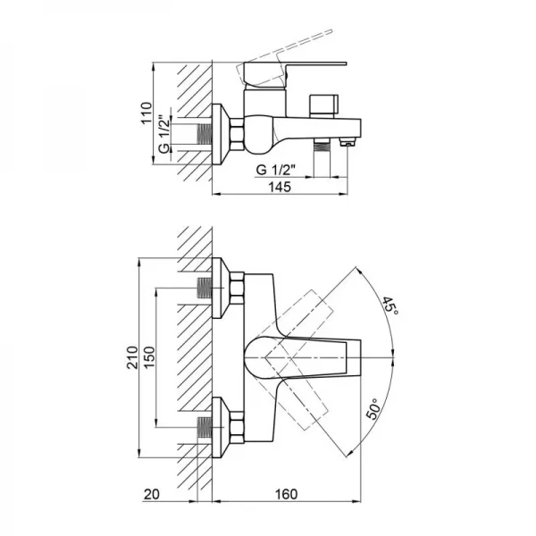 Смеситель для ванны Brinex 35B 006N