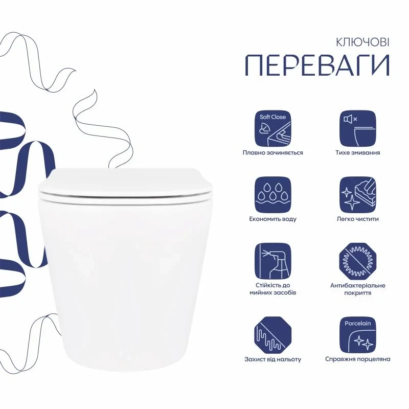 Унитаз подвесной Qtap Scorpio безободковый Ultra Quiet с сиденьем Soft-close QT14332380AW