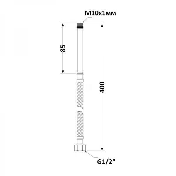 SD FORTE Шланг для воды, NYLON   М10*40 см длинный (пара)   SF390W40L
