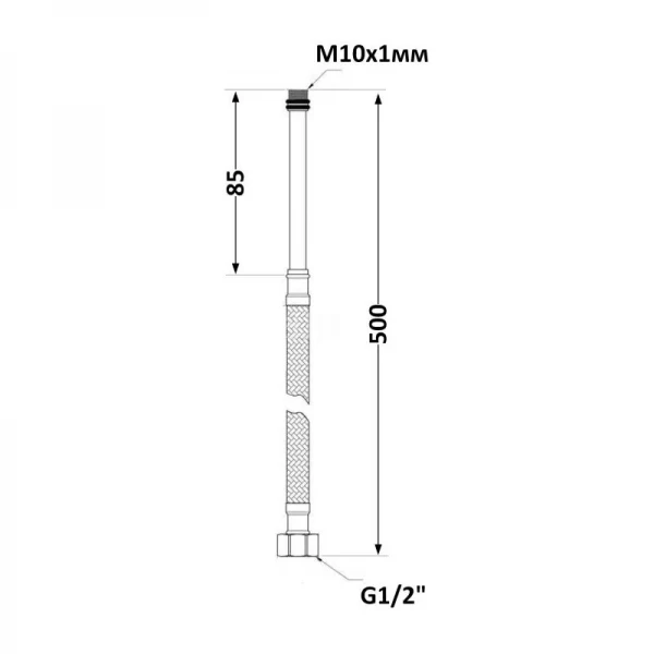 SD FORTE Шланг для воды, NYLON   М10*50 см длинный (пара)   SF390W50L