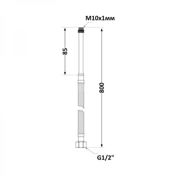 SD FORTE Шланг для воды, NYLON   М10*80 см длинный (пара)   SF390W80L
