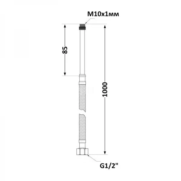 SD FORTE Шланг для воды, NYLON   М10*100 см длинный (пара)   SF390W100L