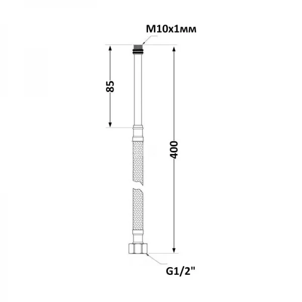 SD FORTE Шланг для воды, нержавеющая оплетка в силиконе   М10*40 см длинный (пара)   SF380W40L