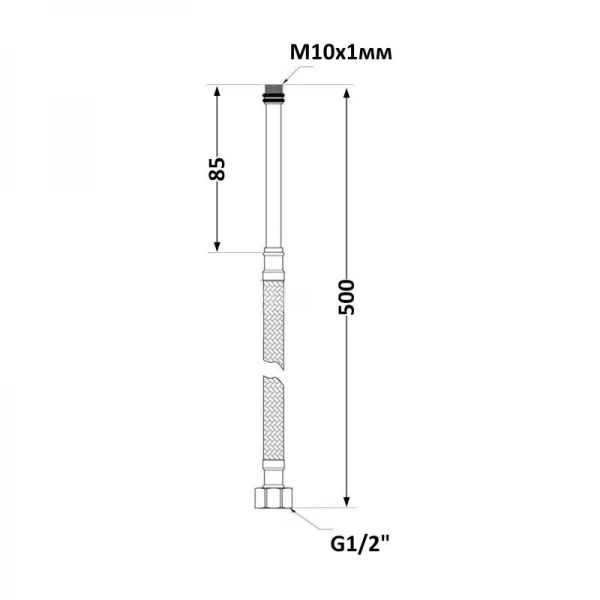 SD FORTE Шланг для воды, нержавеющая оплетка в силиконе   М10*50 см длинный (пара)   SF380W50L