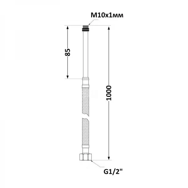 SD FORTE Шланг для воды, нержавеющая оплетка в силиконе  М10*100 см длинный (пара)   SF380W100L