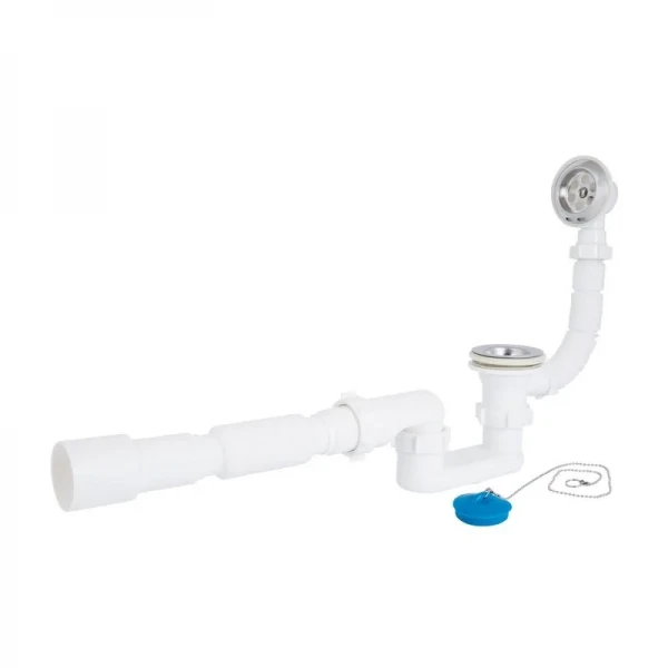 Сифон для ванны Lidz LSW05 выпуск 70 мм, плоский, без ревизии, с пробкой на цепи (выход гофра 40/50мм)