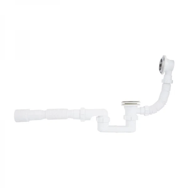 Сифон для ванны Lidz LSW05 выпуск 70 мм, плоский, без ревизии, с пробкой на цепи (выход гофра 40/50мм)