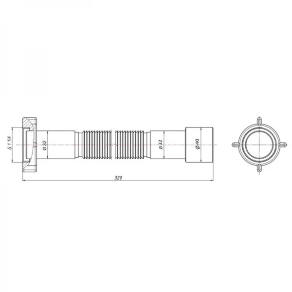 Гибкая труба Lidz LG03 с накидной гайкой 11/4