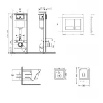 Готове рішення Qtap для ванної кімнати: підвісний унітаз Crow Ultra Quiet + комплект інсталяції Nest 4 в 1 (квадратна клавіша Chrome)