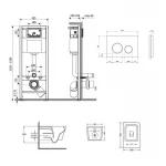 Готове рішення Qtap для ванної кімнати: підвісний унітаз Crow Ultra Quiet + комплект інсталяції Nest 4 в 1 (кругла клавіша Chrome)