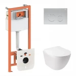 Готове рішення Qtap для ванної кімнати: підвісний унітаз Jay Ultra Quiet + комплект інсталяції Nest 4 в 1 (кругла клавіша Satin)