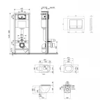Готове рішення Qtap для ванної кімнати: підвісний унітаз Robin Ultra Quiet + комплект інсталяції Nest 4 в 1 (квадратна клавіша Chrome)