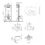 Готове рішення Qtap для ванної кімнати: підвісний унітаз Robin Ultra Quiet + комплект інсталяції Nest 4 в 1 (кругла клавіша Chrome)
