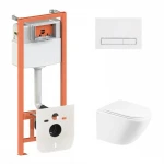 Готове рішення Qtap для ванної кімнати: підвісний унітаз Robin Ultra Quiet + комплект інсталяції Nest 4 в 1 (лінійна клавіша White)