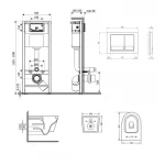 Готове рішення Qtap для ванної кімнати: підвісний унітаз Swan Ultra Quiet + комплект інсталяції Nest 4 в 1 (квадратна клавіша Satin)