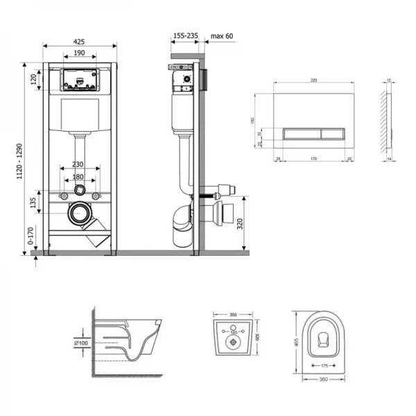 Готове рішення Qtap для ванної кімнати: підвісний унітаз Swan Ultra Quiet + комплект інсталяції Nest 4 в 1 (лінійна клавіша Chrome)