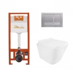 Готове рішення Qtap для ванної кімнати: підвісний унітаз Tern Ultra Quiet + комплект інсталяції Nest 4 в 1 (квадратна клавіша Satin)