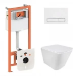 Готове рішення Qtap для ванної кімнати: підвісний унітаз Tern Ultra Quiet + комплект інсталяції Nest 4 в 1 (лінійна клавіша White)
