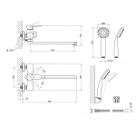 Смеситель для ванны Lidz Nicole 005 с поворотным изливом (c душевым гарнитуром) (k35) LDNIC005BLA45183 Black