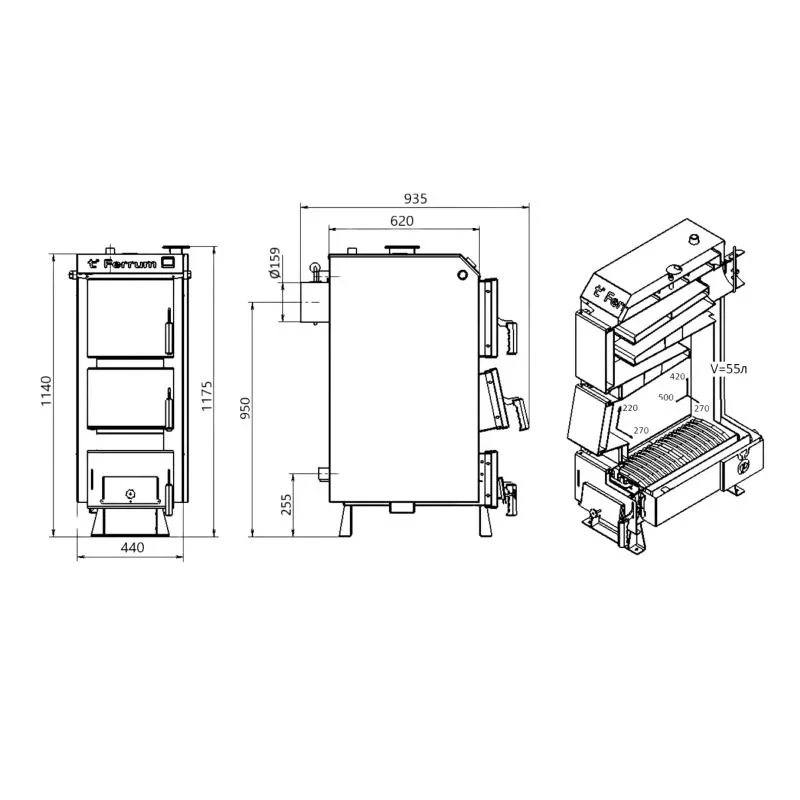 Котел твердотопливный стальной Thermo Alliance Ferrum V 4.0  FSF 16