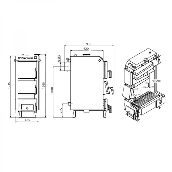 Котел твердотопливный стальной Thermo Alliance Ferrum V 4.0 FSF 20