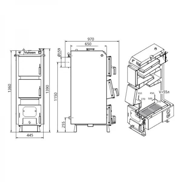 Котел твердотопливный стальной Thermo Alliance Vulcan V 4.0 SF 15