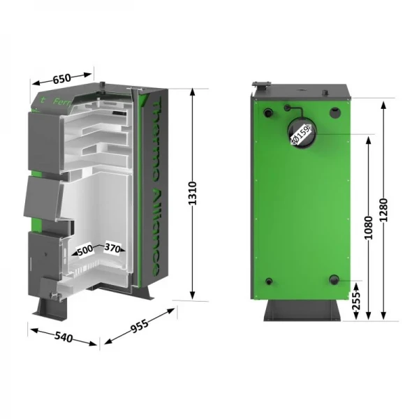 Котел твердотопливный стальной Thermo Alliance Ferrum Plus V 4.0 FSF+ 26