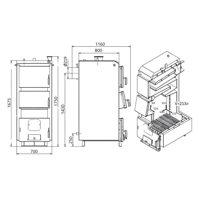 Котел твердотопливный стальной Thermo Alliance Vulcan Plus V 4.0 VPSFW 50