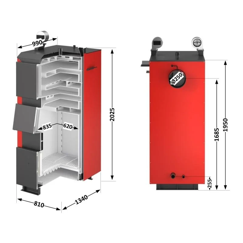 Котел твердотопливный стальной Thermo Alliance Vulcan Plus V 4.0 VPSFW 100