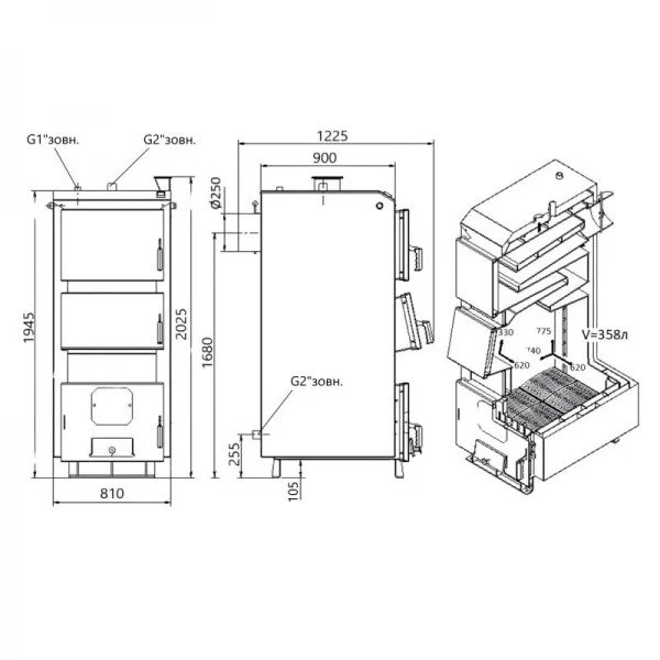 Котел твердотопливный стальной Thermo Alliance Vulcan Plus V 4.0 VPSFW 80