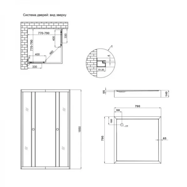 Lidz Wawel SC80x80.SAT.LOW.FR Душевая кабина квадратная, стекло Frost 4 мм + Lidz Душевой поддон KAPIELKA ST80x80х14