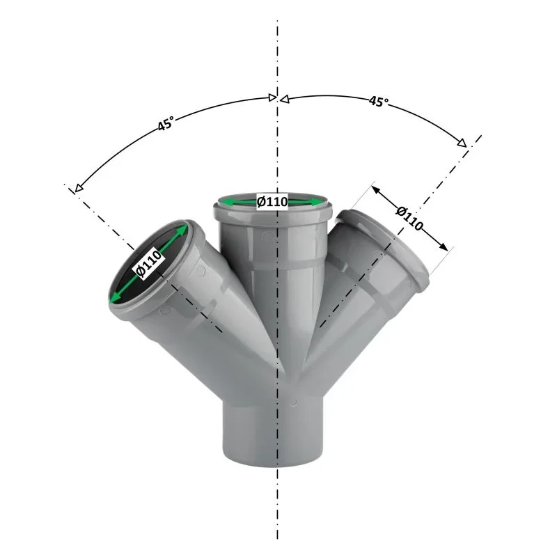 Крестовина 110х110х110х45° TA Sewage