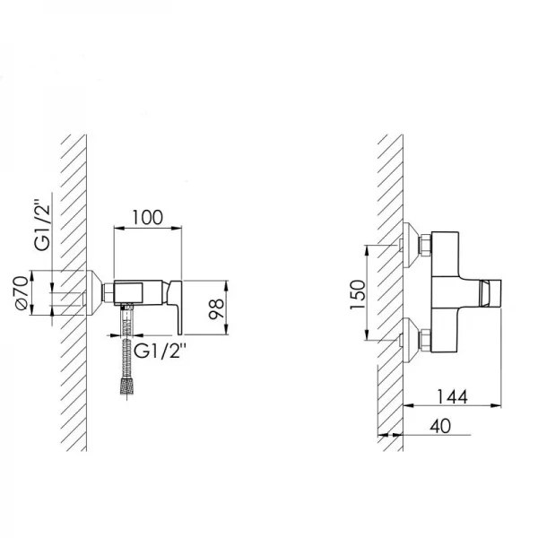 Смеситель для душа Lidz Wawel 010 (с душевым гарнитуром) (k40) LDWAW010CRM45390 Chrome