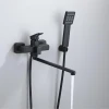 Смеситель для ванны Lidz Wawel 005 с поворотным изливом (c душевым гарнитуром) (k35) LDWAW005BLA45394 Black