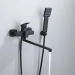 Змішувач для ванни Lidz Wawel 005 з поворотним виливом (з душовим гарнітуром) (k35) LDWAW005BLA45394 Black