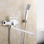 Смеситель для ванны Lidz Wawel 005 с поворотным изливом (c душевым гарнитуром) (k35) LDWAW005WHI45399 White