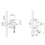 Смеситель для ванны Lidz Wieza 006 (c душевым гарнитуром) (k35) LDWIE006CRM45410 Chrome