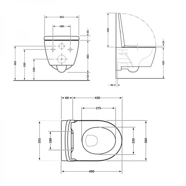 Унитаз подвесной Qtap Taurus безободковый с сиденьем Soft-close QT2433084EUQW