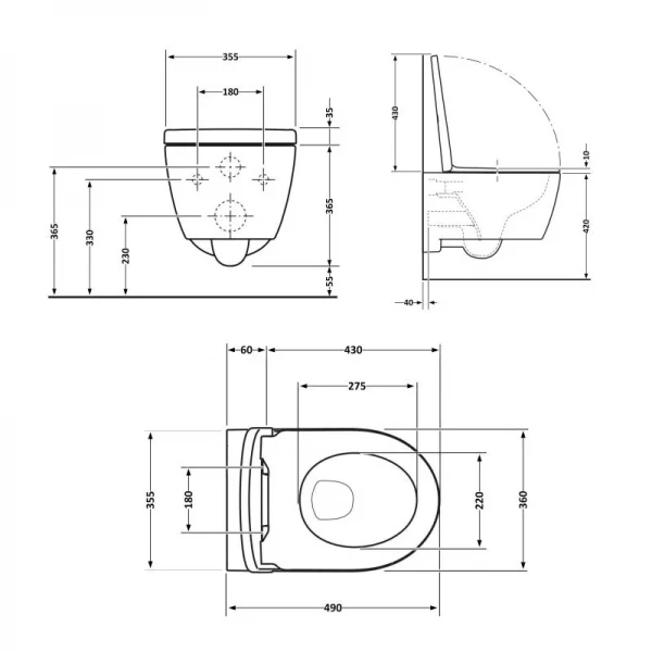 Унітаз підвісний Qtap Taurus безободковий з сидінням Soft-close QT2433084EUQMB