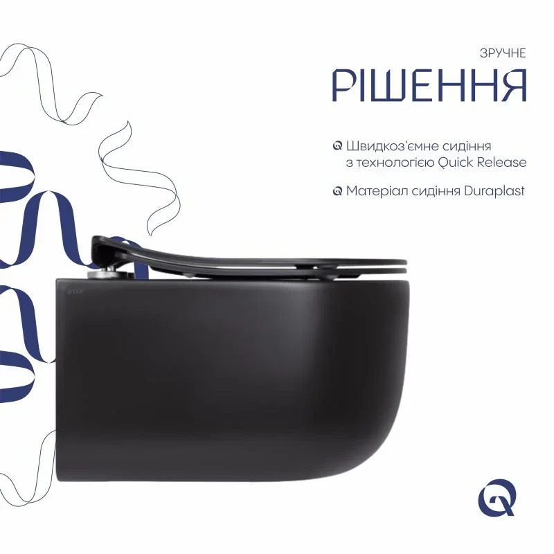 Унітаз підвісний Qtap Taurus безободковий з сидінням Soft-close QT2433084EUQMB
