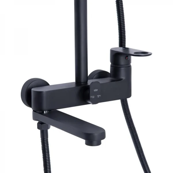Душевая система универсальная Qtap Jay на три потребителя (с изливом) QTJAY111BLM45549 Black Matt