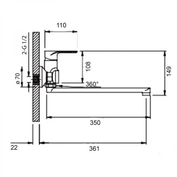 Смеситель для ванны Qtap Jay с длинным поворотным изливом (c душевым гарнитуром) QTJAY2601CRW45552 Chrome/White