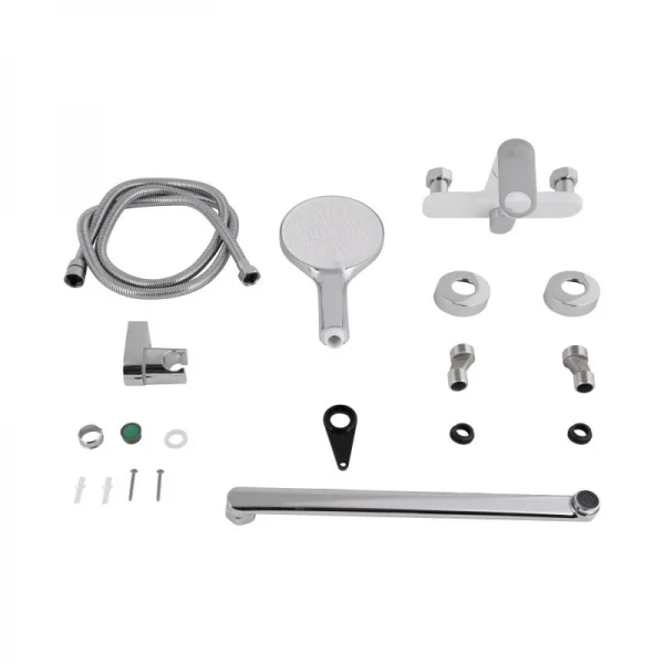 Смеситель для ванны Qtap Jay с длинным поворотным изливом (c душевым гарнитуром) QTJAY2601CRW45552 Chrome/White