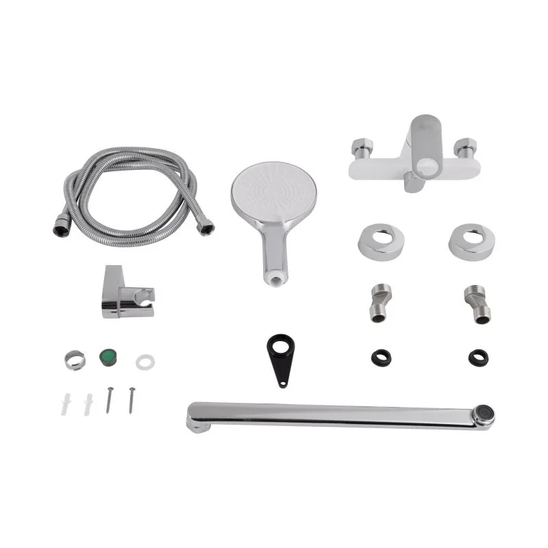 Змішувач для ванни Qtap Jay з довгим поворотним виливом (з душовим гарнітуром) QTJAY2601CRW45552 Chrome/White