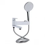 Смеситель для ванны Qtap Jay с поворотным изливом (c душевым гарнитуром) QTJAY260CRW45554 Chrome/White