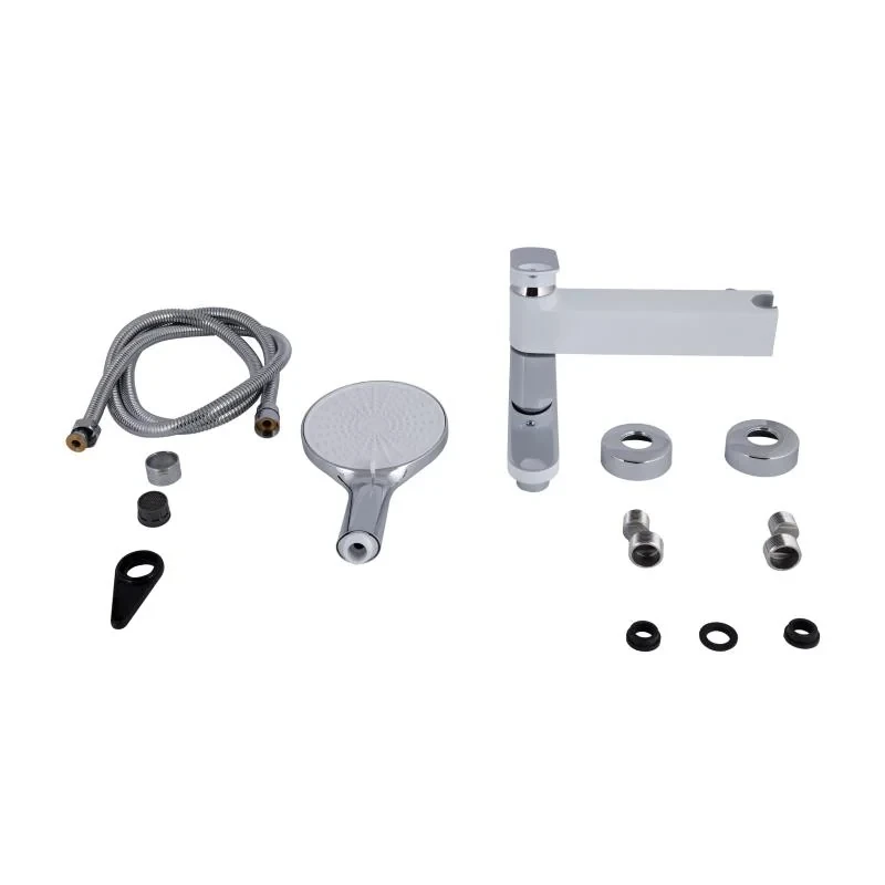 Смеситель для ванны Qtap Jay с поворотным изливом (c душевым гарнитуром) QTJAY260CRW45554 Chrome/White